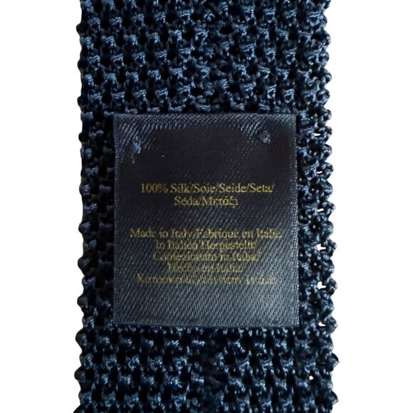 Brooks Brothers Silk Knit Tie EXCELLENT Italy Dark Blue Purple Stripe Square Tip - Picture 7 of 8